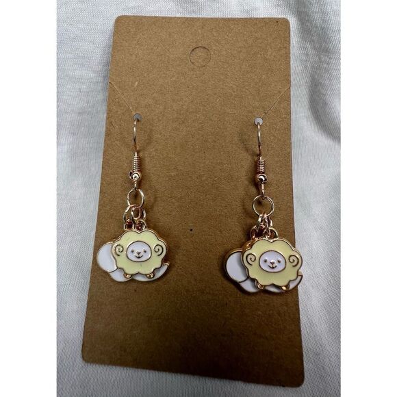 Handmade Dangly Sheep and Cloud Earrings - Picture 1 of 5